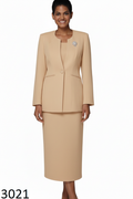Beige Nina Massini Style#3021 Suit with Matching Shell