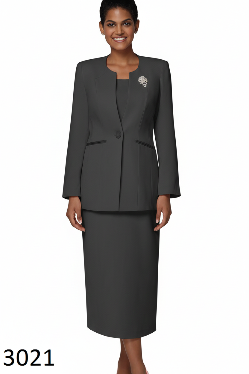 Dark grey suit with skirt