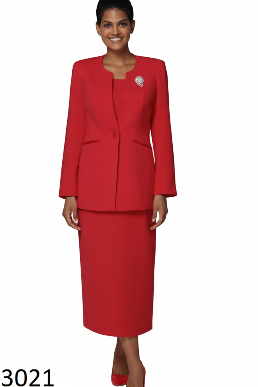 Red suit with skirt