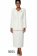 White suit with skirt